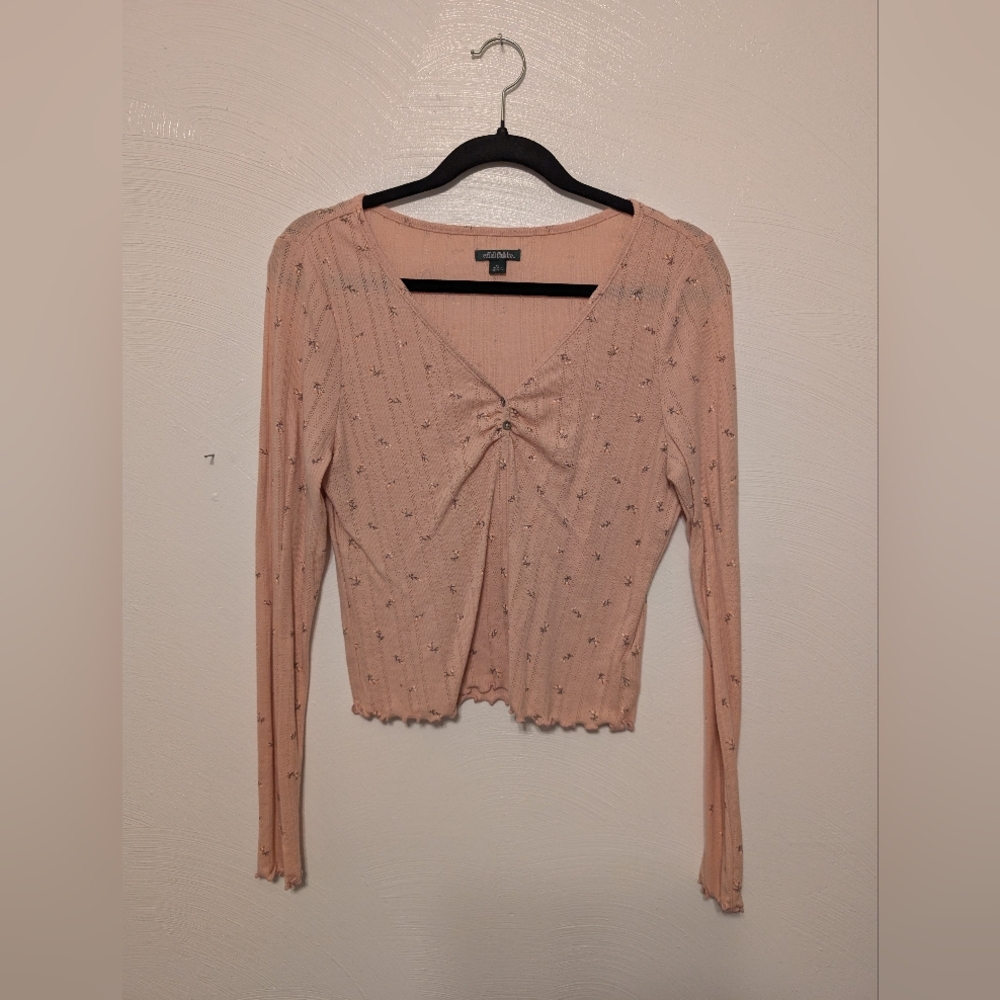 Pink Floral Cropped Long Sleeve
